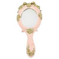 [Chujian home furnishing]  Mirror Hand Vintagemakeup Mirrors Handheldcosmetic Vanity Compact Pocket Purse Portable Oval Style Magnifying White Held