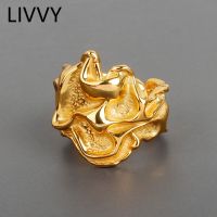 LIVVY Irregular Width Rings For Women Couple Creative Fashion Vintage Open  Adjustable Silver Color Jewelry Gift