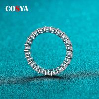COSYA 2.2 Ct Full Moissanite Row Rings For Women 925 Sterling Silver D White Gold Diamond Rings Eternity Wedding Fine Jewelry