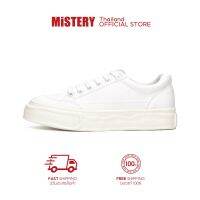 ✼◕ MISTERY รองเท้าผ้าใบหนังสีขาว รุ่น CAKE สีขาว(MIS-616)