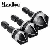 Maxgboom 3ชิ้น/ล็อตห้าขลุ่ยที่ลบเหลี่ยมมุมงานไม้90องศาอ่างล้างมือ12-19Mm Chamfering Debur 1/4เขี้ยวหกเหลี่ยม