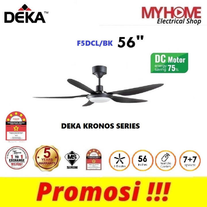 DEKA Kronos DEKKRONOSF5DCL/BK Remote Ceiling Fan LED 56” DC MOTOR 7