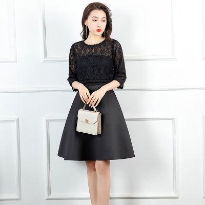 Foreign Trade Dress Celebrity Party Temperament Spring/Summer 2022 New Waist Black Skinny Hepburn Style Party Dress