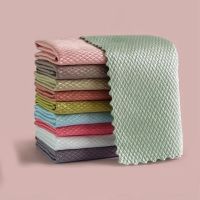 5 Pcs Kitchen Anti-Grease Wiping Rags Efficient Fish Scale Wipe Cloth Cleaning Cloth Home Washing Dish Cleaning Towel For Car Dish Cloth  Towels