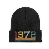 ✿☑1972 2022 50ปี Born Vintage Birth ปี50th วันเกิดถักหมวกถักหมวก Beanie หมวก Skullies Beanies สกี Bonnet หมวก