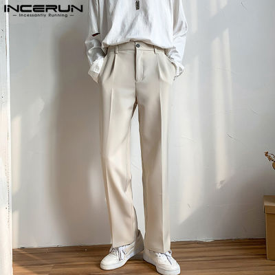 INCERUN กางเกงผู้ชายแบบลำลองทรงฮาเร็มเข้ารูปสำหรับใส่ลำลองกางเกงขายาวใส่ในวันหยุด (สไตล์เกาหลี)