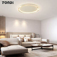 TONDI โมเดิร์นที่เรียบง่าย Led ทองสีดำโคมไฟเพดานรอบสแควร์หรี่แสงได้ AC90-260V ห้องนั่งเล่นห้องนอนโคมไฟศึกษา *