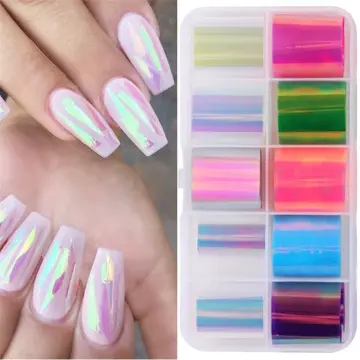 10Rolls Holographic Nail Art Transfer Foil Stickers Flower Starry AB Paper  Wrap~