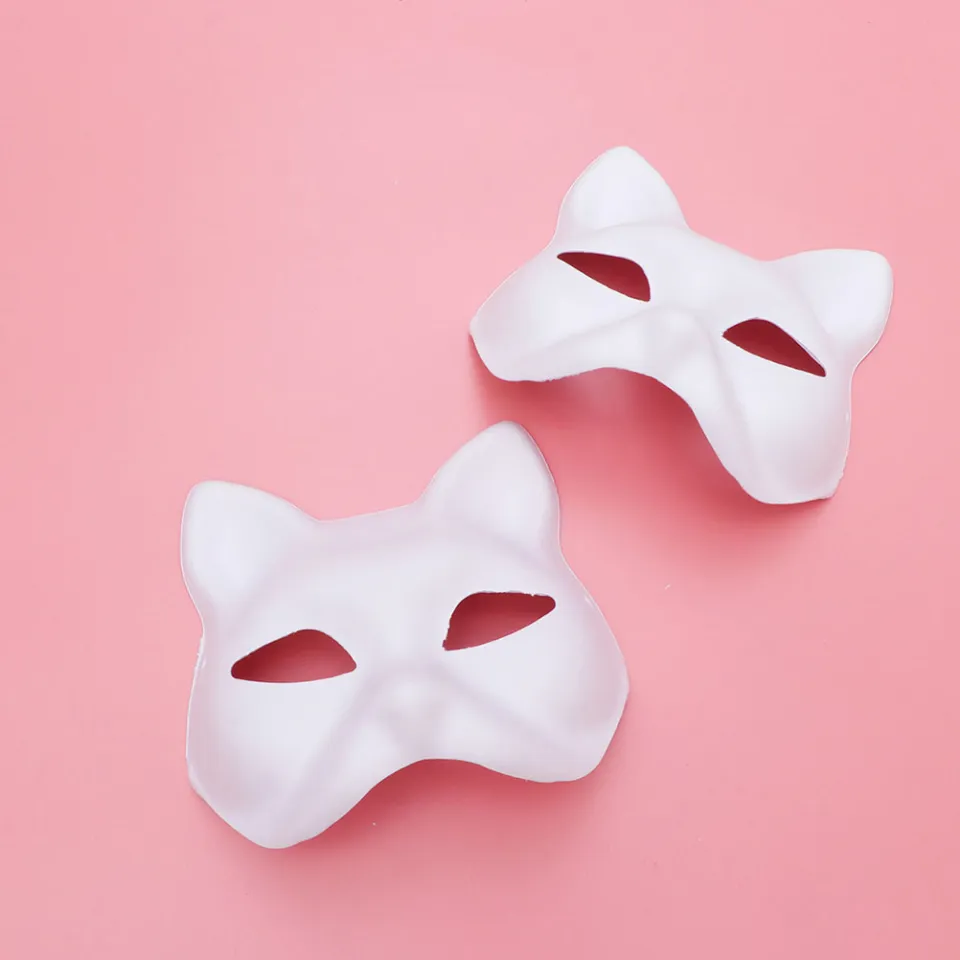 Japanese Mask Half Face Hand-painted Cat Fox Mask Anime Demon Slayer  Masquerade Halloween Festival Cosplay Prop