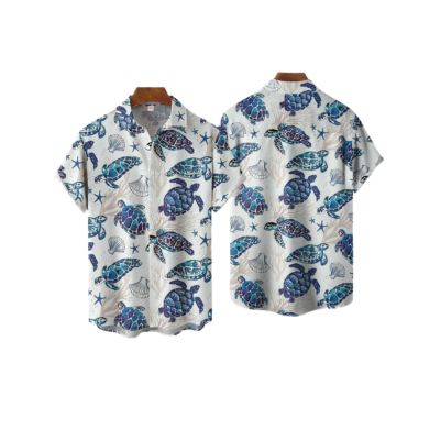 เสื้อฮาวายแขนสั้นพิมพ์ลายรูปเป็ด3D ขนาดใหญ่เสื้อเชิ้ตผู้ชายฤดูร้อนเสื้อผ้าเทรนด์เที่ยวชายหาดลำลอง
