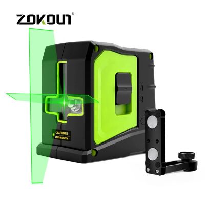 ZOKOUN 2เส้นเลเซอร์แสงสีเขียวระดับแนวนอนและแนวตั้ง Cross-Line Self-Leveling กับฉากยึดแม่เหล็กโหมดชีพจรกลางแจ้ง