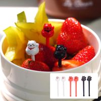 6pcs Animal Farm Fruit Fork Mini Cartoon Children Lucky Cat Cake Dessert Food Fruit Pick Toothpick Bento Lunches Party Decor