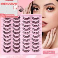 BRENDONAN 10 Pairs Wispy แบบไร้สาย ขนตาปลอม ดูเป็นธรรมชาติ คลัสเตอร์ขนตา ดูเหมือนส่วนขยาย กระจุกขนตา ขนตาแต่ละชิ้น