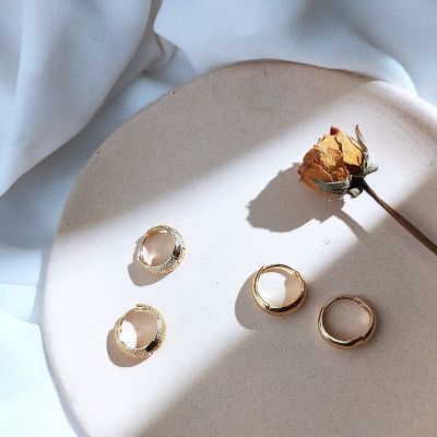 14K Gold-plated Small Hoop Earrings Simple Metal Circle Earrings Piercing Earrings