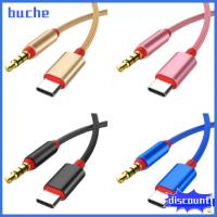 BUCHE ภายในรถ สายสัญญาณเสียง Type-C ถึง3.5มม. 1เมตรคับ ถักเปียไนลอน ตัวแปลงสายแจ็ค AUX ทนทานต่อการใช้งาน คุณภาพเสียงที่ชัดเจน อะแดปเตอร์หูฟัง USB C ถึง3.5มม สำหรับเครื่องเสียงรถยนต์