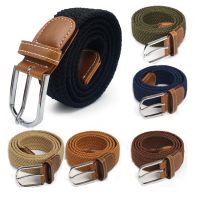 Men Elastic Stretch Waist Belt Black Canvas Stretch Braided Elastic Woven Leather Belt Wide Hot Metal Stretch Belt for Men Belts