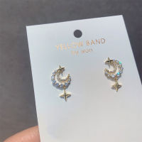 Women Star Moon Earring Rhinestone Ear Stud Earrings Alloy Hollow Out Women Earrings Gold Color Fashion Jewelry