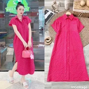 Váy Đầm Sơ Mi Ngắn Tay Cổ Đức Phối Túi Ngực Vạt Bầu Dáng Suông Chất Thô Mềm  Phong Cách Thanh Lịch | Shopee Việt Nam