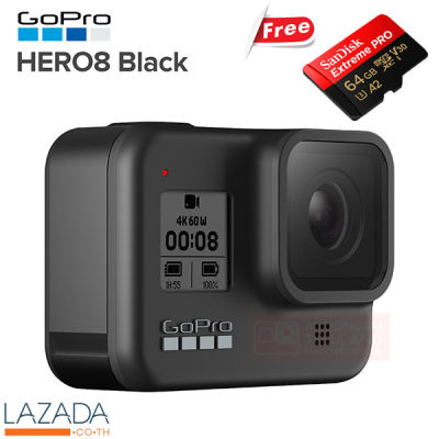 GOPRO HERO 8 BLACK Action Camera กล้องแอคชั่น กล้องติดหมวก กล้องดำน้ำ โกโปร ฮีโร่ แปด แบล็ค สินค้าใหม่ ประกันศูนย์Mentagram 1 ปี + Free Sandisk MicroSD Card Extreme pro 64GB Speed 170mb/s (SDSQXCY_064G_GN6MA)