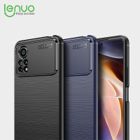 Lenuo สำหรับ Xiaomi Poco X4 Pro 5G / Poco X3 M3 Pro NFC X3 GT-คาร์บอนไฟเบอร์ซิลิโคน Brushed โทรศัพท์มือถือ TPU ปกหลัง