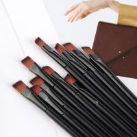 【cw】 10PCS Eyebrow Synthetic Bristles Makeup Brushes Fashion Angled Brow !