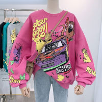 Funny Oversized Sweatshirt Women Cartoon Cotton Pullover Turtleneck Coat Streetwear Sweatshirts Hip Hop Cool Coats