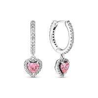 Pandora 925 Silver Sparkling Halo Heart Hoop Earrings for Women Anniversary Birthday Mother 39;s Day Gifts