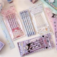 5pcs/pack 0.5mm Sanrio Press Gel Pen Cute Kuromi Melody Cartoon Black Writing Pen Student Stationery