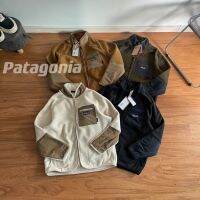 Patagonia PATAP6กลางแจ้งทหารสไตล์ผ้าฟลีซสี Contrast กระเป๋าคอตั้งเครื่องมือซิปแจ็คเก็ตแจ็คเก็ต