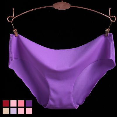 【CC】 Womens Ruffle Briefs Low Waist Icy Silk Seamless Modal Underpants Female Panties