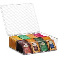 Large Stackable Plastic Tea Bag Organizer - Storage Bin Box for Kitchen Cabinets, Countertops, Pantry - Holds Beverage Bags, Cups, Pods, Packets, Condiment Accessories Holder