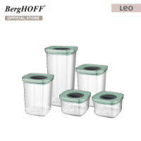 BergHOFFชุดเซ็ทกล่องเก็บอาหารผลิตจากพลาสติก SAN  5 ชิ้น รุ่น Leo ประหยัดพื้นที่ สีเขียว 3950129