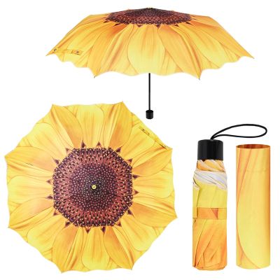 Unique Elegant Women Sunscreen Sunflower Super Block Sun Rain Folding Umbrella