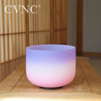 CVNC 8 Inch Candy Colored Frosted Quartz Crystal Singing Bowl for Yoga Sound Healing with Free Mallet