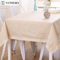 Daisy Flower Pattern Tablecloth Hot Sale Linen Cotton Table Cloth Lace Edge Rectangular Table Cloth Home Wedding Party Decor