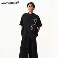 MAYCHEER   เสื้อเชิ้ตแขนสั้นพิมพ์ลายอเนกประสงค์สำหรับฤดูร้อนแฟชั่นฤดูร้อน