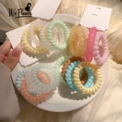 We Flower Ins Candy Color Telephone Cord Spiral Hair Tie Korean Rainbow Scrunchies Ponytail Holder Rubber Bands