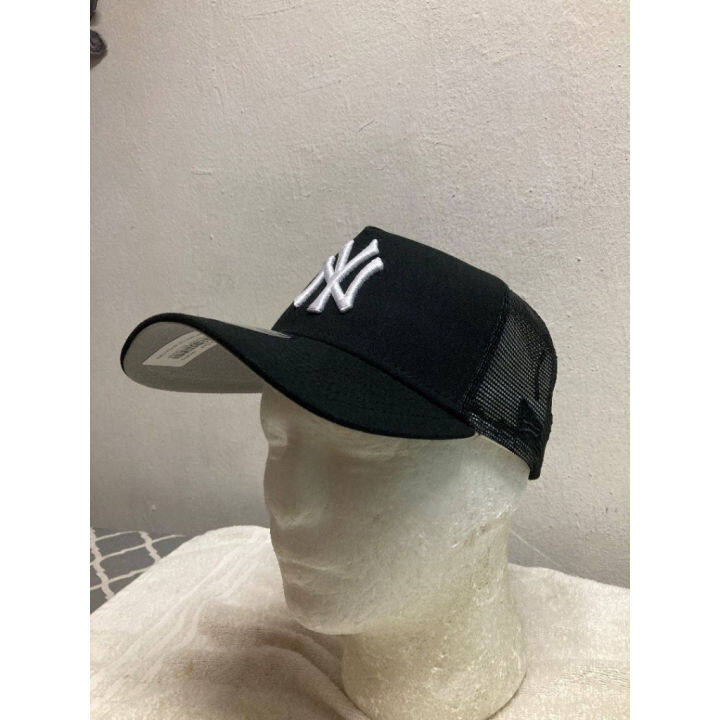 หมวกแก๊ป-ลายโลโก้-trucker-ny-yankees-สีขาว-ดํา-เหล็ก-uv