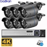 Gadinan กล้องวงจรปิดระบบกล้องวงจรปิด4K 8MP,H.265 + ชุดอุปกรณ์ NVR POE สำหรับกลางแจ้งสีเทา Rekam Video กล้องเสียงไอพีชุดเฝ้าระวัง