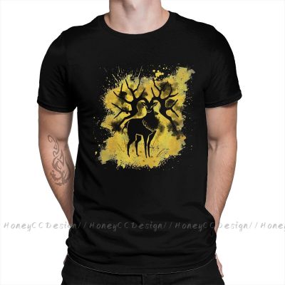 Fashion Fire Emblem Men Clothing Golden Deer Splatter T-Shirt Summer O Neck Shirt Short Sleeve Plus Size