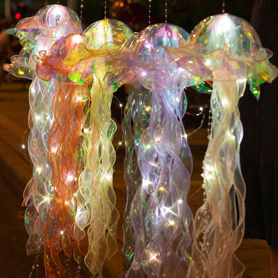 โคมไฟ LED รูปแมงกะพรุน ABL งานประดิษฐ์สำหรับตกแต่งปาร์ตี้ใต้ทะเลตกแต่งปาร์ตี้ Kado Ulang Tahun นางเงือกสำหรับเด็กผู้หญิง