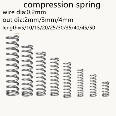 สปริงอัดเส้นผ่านศูนย์กลางภายนอกขนาด2มม. 3มม. 4สเตนเลสสตีลสกรูตะปูสปริงอัดและที่รัดขนาดไมโครขนาดเล็ก20ชิ้น0.2มม.