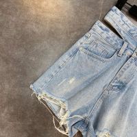 DEAT 2022 new summer fashion women clothes high waist hollow out tassles denim light blue shorts female hots WS02405L