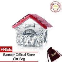 BAMOER 925เงินสเตอร์ลิงบ้านสีแดงสำหรับสัตว์เลี้ยงเคลือบชาร์มสำหรับสร้อยข้อมือเงิน DIY BSC286