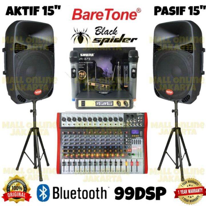 Paket Speaker Aktif 15 Inch Mixer 12 Channel Pasif Sound System Aktive Pasive Lazada Indonesia