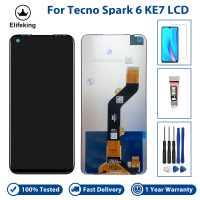 6.8 "AAA +++ จอแอลซีดีสำหรับ Tecno Spark 6 KE7จอแสดงผล LCD แบบสัมผัสหน้าจอ Digitizer ประกอบ KE7ทดแทน100% ผ่านการทดสอบแล้วไม่ตายเครื่องมือฟรีพิกเซล + กระจกเทมเปอร์ + กาว