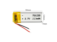 แบตเตอรี่3.7V250MAH 701230 แบตเตอรี่ลิเธียมโพลิเมอร์แบตเตอรี่ LiPo แบบชาร์จไฟได้สำหรับ Mp3หูฟังแผ่น DVD กล้องบลูทูธ