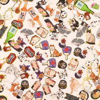 ㍿○ Granular Package Japanese Element Sticker Fortune Cat Akita Dog Hand Account Photo Album Travel Gift Decoration Sticker Decal
