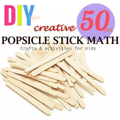 Djai DIY 50 ไม้ไอติม งานประดิษฐ์ ศิลปะ หัตถกรรม ไม้ไอสกรีม ไม้ไอศครีม ไม้ไอสครีม ไม้เนื้ออ่อน สีไม้ธรรมชาติ  11.4cm D.I.Y. 50 Mini Pallets Soft Wood Popsicle Craft Stick Math Ideas Original Wood Color 11.4 cm
