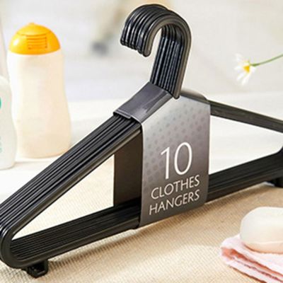 10pcs Adult Clothing Hanger Non-Slip Dry Clothe Hanging Rack Portable Household Clothe Dress Organizer Closet Space Saver Black